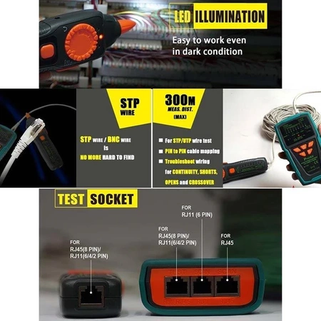 Tester LAN+POE NCV z szukaczem par, Proskit MT-7029