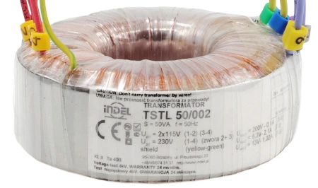 Transformator toroidalny lampowy TSTL 50/002, 50VA, 200V + 0-6,3V-13V, Indel