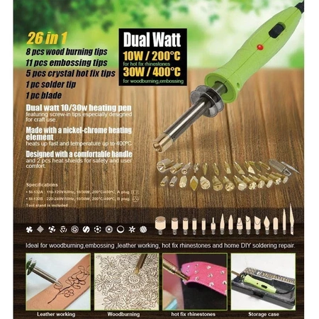 Wypalarka, aplikator SI-138B Proskit z zestawem grotów i stempli