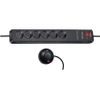 Listwa zasilająca 6 gniazd, 2m, 16A, 3680W, 3G1.5, włącznik nożny, Brennenstuhl Eco-Line Comfort Switch, czarny, bezpiecznik