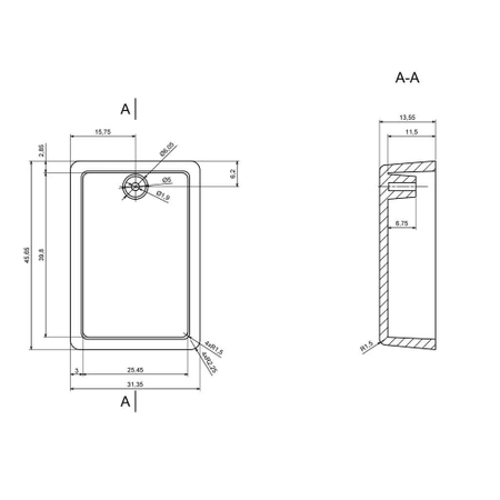 Obudowa 31x46, h=16mm jasnoszara, Z43