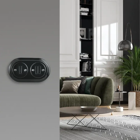 Ramka podwójna ceramiczna czarna Ceramic Loft