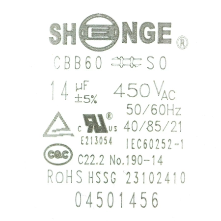 Kondensator rozruchowy do silnika, CBB60 14uF 450VAC 40x70mm, przewód