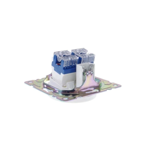 Gniazdo komputerowo-telefoniczne, kolor biały, montaż podtynkowy, OVAL Electromalt OVA1018W