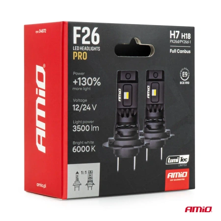 Żarówki samochodowe LED F26 PRO LumiTec LIMITED +130% DUO FULL CANBUS H7/H18 12/24V AMIO 04872