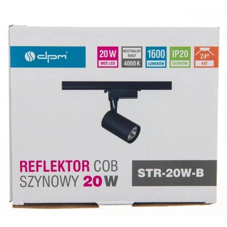 Reflektor szynowy LED 20W, 1954lm, 4100K, czarny