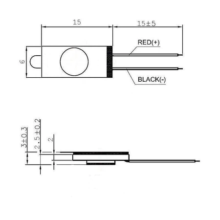 Głośnik miniaturowy, 0,1 W, 32 om, 6 × 15 mm, wysokość 3 mm, membrana tworzywo, MG6-15