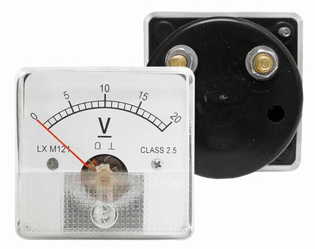 Woltomierz analogowy 0–20V DC - panelowy wskaźnik napięcia - DH-50