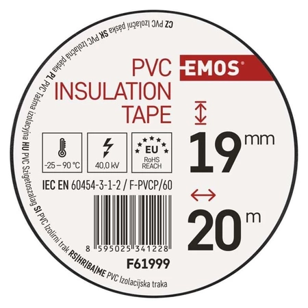 Taśma izolacyjna, 19 mm, 20 m, 10 rolek, PVC, EMOS F61999