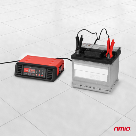 Ładowarka, prostownik samochodowy 6V / 12V do akumulatorów: AGM, GEL, LIQ, MF, Ca, LFP - AMIO-4056