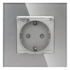 Gniazdo elektryczne Schuko IP44 z klapką - szklana ramka - szare - Tawoia Glass