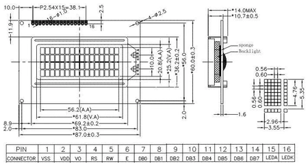 Wyświetlacz LCD alfanumeryczny 4x16 LCD-AC-1604A-FHW K/W-E6 C