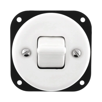 Włącznik światła krzyżowy kołyskowy ceramiczny, okrągły podtynkowy biały Ceramic Loft