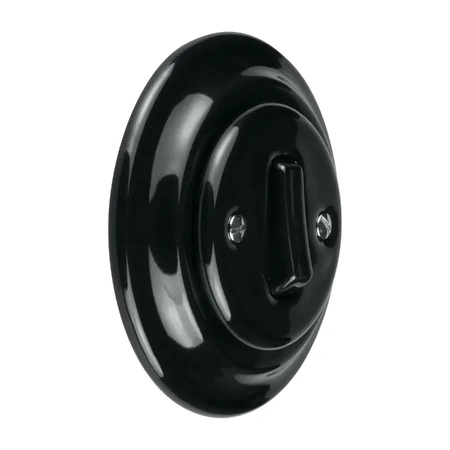 Włącznik światła z ramką, ceramiczny, montaż podtynkowy, kolor czarny Ceramic Loft