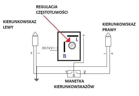 Przerywacz kierunkowskazów 12V 4A 2pin z regulacją częstotliwości
