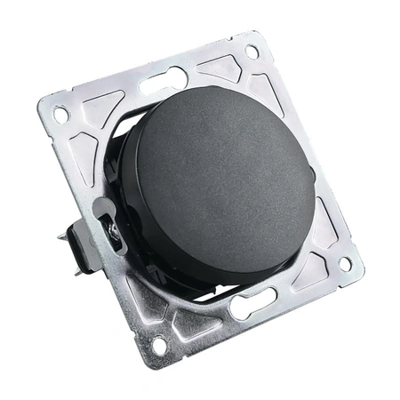 Włącznik krzyżowy, okrągły, czarny, podtynkowy, moduł bez ramki, 10 A, OVAL