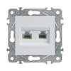 Gniazdo komputerowo-telefoniczne RJ45 i RJ11, kwadratowe, białe, podtynkowe, moduł bez ramki, QUAD