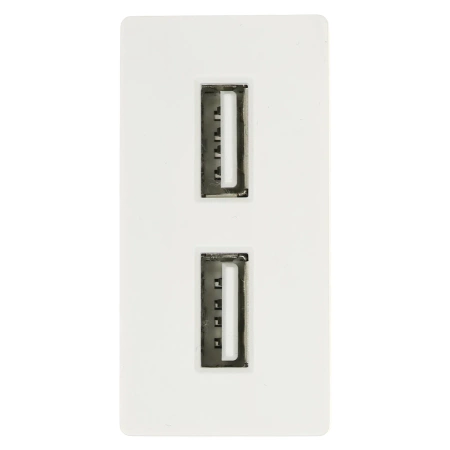 Ładowarka USB 2.4A, 2x USB biały, moduł 1/2 do ramki Tawoia Glass