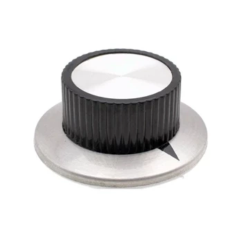 Gałka z kołnierzem do potencjometru na oś 6mm - 37x15mm - czarno-srebrna - RN-114B