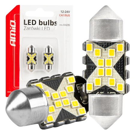 Żarówka samochodowa LED CANBUS Festoon C5W 31mm 12V / 24V 2szt AMIO-04235