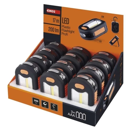 Latarka ręczna LED, 200 lm, dioda COB, 3 × AA, EMOS P3889