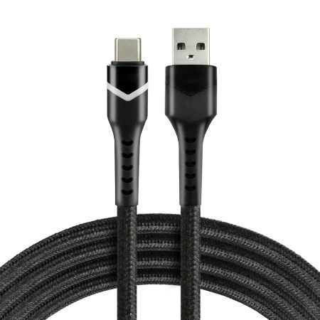 Kabel USB – USB-C RGB LED 1m, szybkie ładowanie 3A, pleciony, czarny – everActive CBB-1CBR