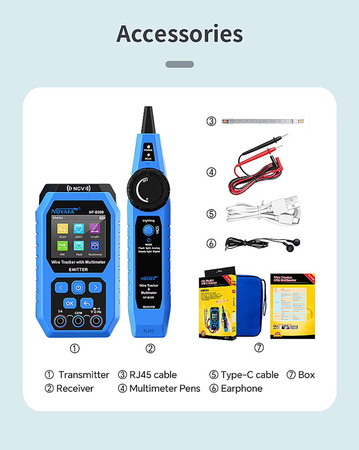 Tester sieci LAN szukacz par przewodów NOYAFA NF-B509