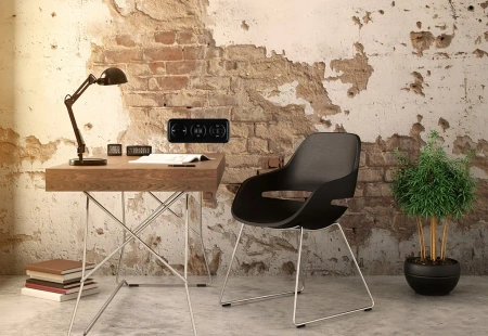 Włącznik krzyżowy kołyskowy okrągły czarny ceramiczny podtynkowy (moduł bez ramki) - Ceramic Loft