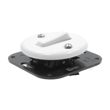 Włącznik światła schodowy ceramiczny, okrągły podtynkowy biały Ceramic Loft