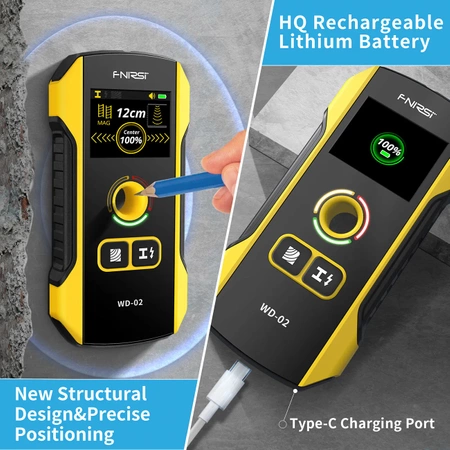 Wykrywacz ukrytych przewodów, metali i drewna w ścianach, FNIRSI WD-02