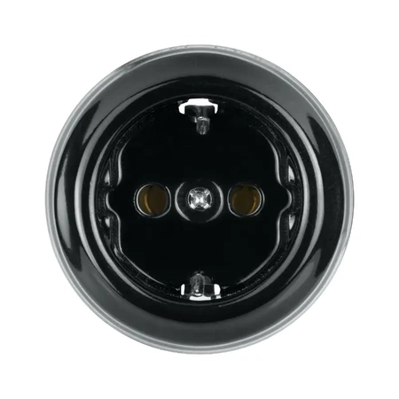 Gniazdko elektryczne Schuko okrągłe czarne ceramiczne natynkowe - Ceramic Classic Loft