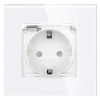 Gniazdo elektryczne Schuko IP44 z klapką - szklana ramka - białe - Tawoia Glass