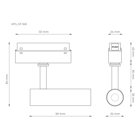 Reflektor szynowy magnetyczny 5W 400lm 4000K czarny M-LINE