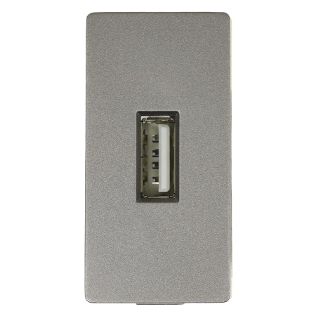 Ładowarka USB 2.4A, 1x USB grafitowy, moduł 1/2 do ramki Tawoia Glass