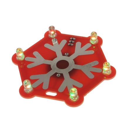 Czerwona świąteczna ozdoba LED RGB - zestaw DIY do nauki lutowania, XMAS3