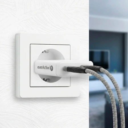 Ładowarka sieciowa GaN 45W USB-C PD + USB-A QC3.0 - super slim everActive SC-460Q