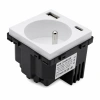 Gniazdko elektryczne z uziemieniem z USB A+C 20W białe podtynkowe (moduł bez ramki) - TAWOIA GLASS