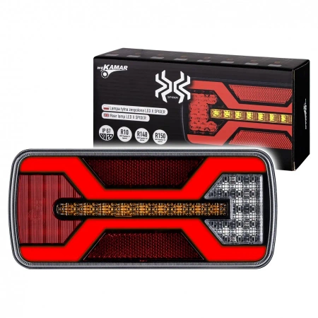 Lampa tylna LED do przyczepy, X-SPIDER 1, 5 funkcji: pozycyjne, kierunkowskaz, przeciwmgielne, stop, odblask, L2424
