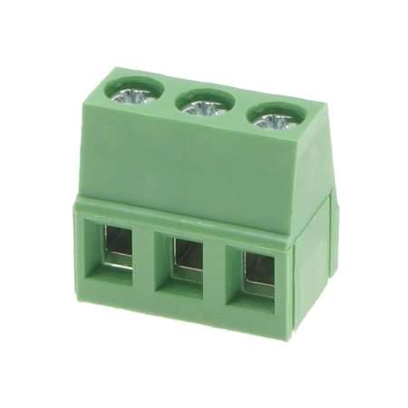 Złącze śrubowe do druku, 3 pola, raster 5mm, wysokość 10,2mm, wyprowadzenia kątowe, 300V / 10A, Degson DG128R