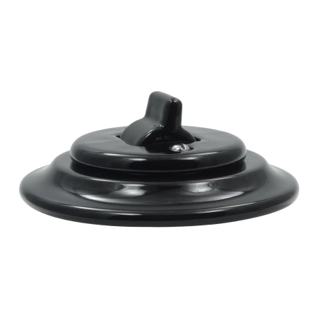 Włącznik światła pojedynczy dwubiegunowy kołyskowy ceramiczny, okrągły z ramką, podtynkowy czarny Ceramic Loft