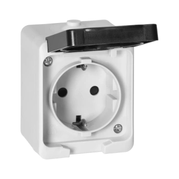 Gniazdko pojedyncze Schuko ORNO AQUATIC MINI IP54 16A 230V natynkowe biało-czarne