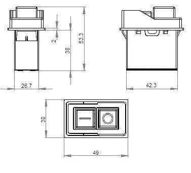 Wyłącznik elektromagnetyczny KJD6 6A/250V, ramka 56x89mm
