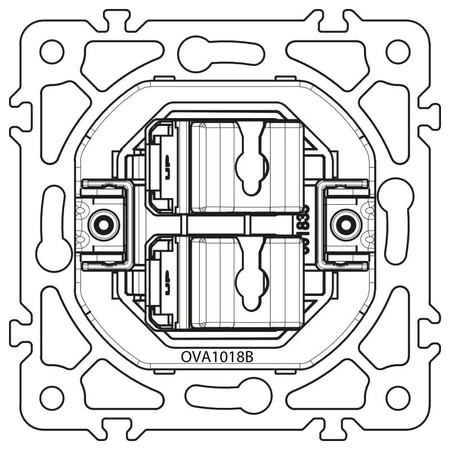 Gniazdo komputerowo-telefoniczne RJ45 i RJ11, okrągłe, czarne, podtynkowe, moduł bez ramki, OVAL
