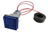 Woltomierz/amperomierz/miernik częstotliwości LED 30x30mm 20-500V/100A niebieski kwadrat