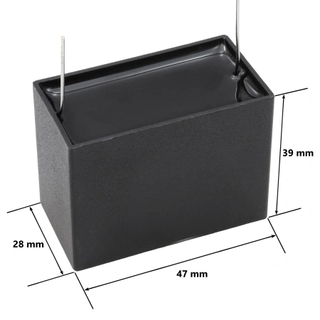 Kondensator rozruchowy do silnika 10µF 450VAC, CBB61, do druku, 47 × 28 × 39 mm, EPERS