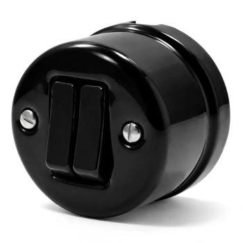 Natynkowy włącznik podwójny czarny Ceramic Loft