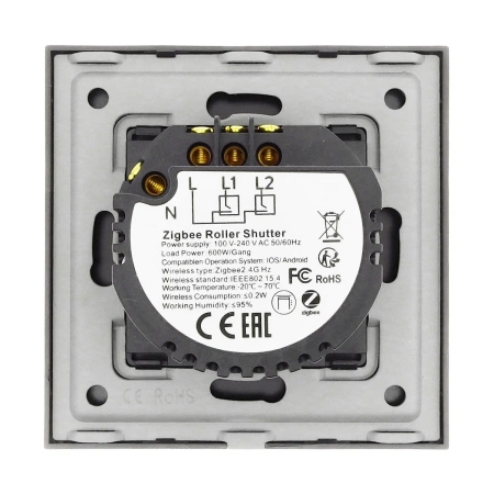 Włącznik dotykowy szklany żaluzjowy / roletowy (up/down) 1000W - sterowanie ZigBee - czarny - Tawoia Smart Home