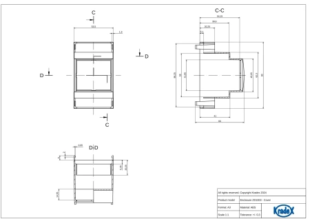 Obudowa modułowa na szynę DIN ZD1003J, 90 × 53,7 × 65,2 mm, ABS, szara, Kradex