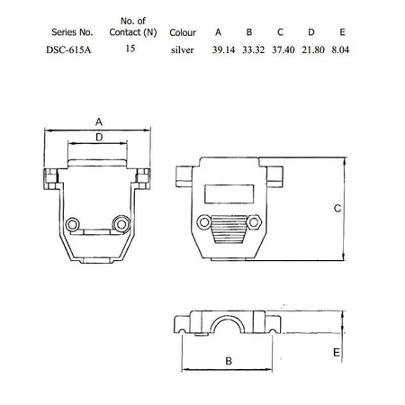 Obudowa DB15 metalizowana, aretowane wkręty, DSC-615A