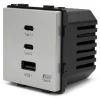 Ładowarka USB A + 2xC 65W GaN grafitowa podtynkowa (moduł bez ramki) - TAWOIA Glass